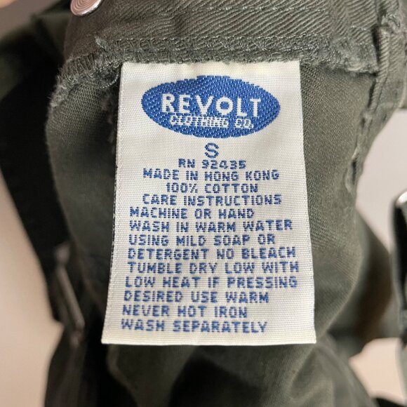 Vintage Revolt Shortalls Jean Overalls Shorts Juniors Green 90s Y2K Dungaree‎ - Picture 9 of 9